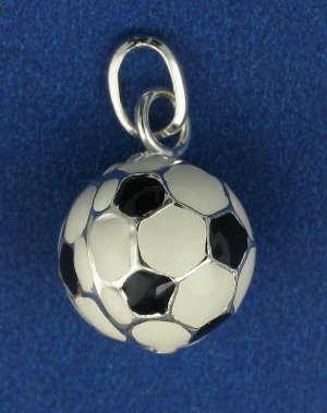 STG (Sterling Silver) Sport Charm  -  Enamel Soccer Ball  MC0840 1